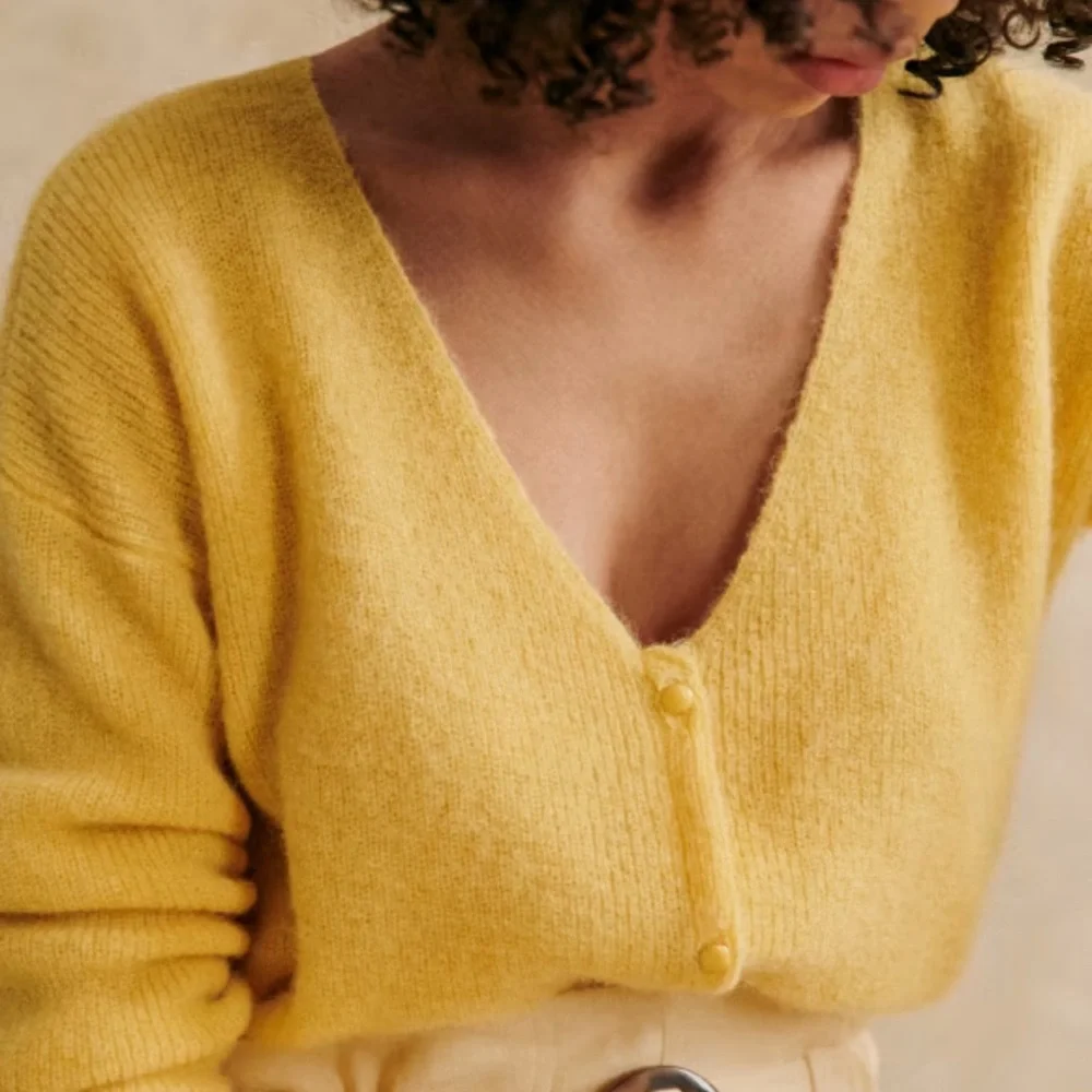 Sezane BARRY CARDIGAN yellow xxs/ NWT - Picture 2 of 10